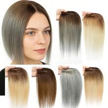 Women's Human Hair Topper Piece - Long Straight Dark Brown (16-18 Inch) Natural Look Hairpiece For Bald Spots & Thinning Hair - Multicolor - View 3