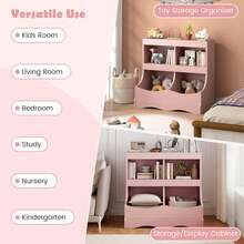 Lifezeal Toy Storage Organizer For Toys & Books 4-Cubby Kids Bookcase For Children's Room White/Pink/Gray - Pink - View 8