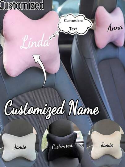 Customized Car Accessories Headrest, Bone-Shaped Sleeping Pillow, Ergonomic Seat Cushion - Neck Support Pillow, Soft Plush Material, Breathable Driving Headrest, Suitable For All Vehicle Models, Ideal Gift For Drivers, Car Seat Cushion, Ergonomic Car Headrest, Car Seat Small Lumbar Pillow, Car Seat Headrest Cover, Funny Car Headrest Cover, Travel Neck Pillow, Bone-Shaped, Polyester Fabric