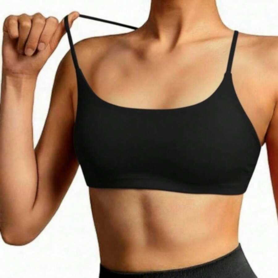 Comfortable Fitness Bandeau Top With Padded Day Day Fashion Suplex Colors - 黑色 - 查看 1
