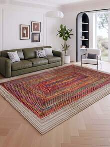 简约时尚室内装饰地毯，仿羊毛材质室内地毯，客厅地毯，沙发地毯，卧室地毯，防滑床边地毯，餐厅和厨房地毯，办公椅垫，入口垫，户外野餐毯，户外露营垫 - 多色3 - 查看 3