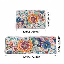 1pc Bohemian Floral Pattern Kitchen Mat, Non-Slip Washable Cushioned Mat, Soft Plush Crystal Velvet Easy To Clean, Suitable For Bedroom, Living Room, Dining Room, Bathroom, Entryway - Multicolor - View 9
