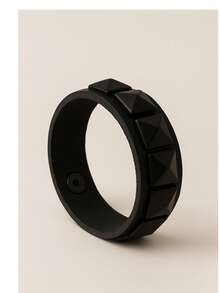 Emo Scene Bracelet, 1 Row, Spike Pyramid Checkered Pattern - 黑色 - 查看 3