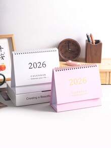 1 Pc Desk Calendar 2026 - Compact Vertical Flip Design, Durable Metal Ring Binding, Clear Monthly Layout - Simple And Fresh Calendar, Perfect For Home Office Or School Organization, Sophisticated Desk Calendar