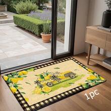1 pieza Alfombra impresa con patrón de limón, tapete de lana sintética - Altamente absorbente, fácil de limpiar, adecuado para decoración del hogar, estilo rústico, entrada, interior, habitación, cocina, comedor, oficina pequeña/oficina en casa, fregadero, lavandería, felpudo, alfombrilla de cocina, alfombrilla antideslizante - Multicolor - Ver 16
