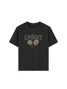 3pcs/Set Girls Casual Printed Crew Neck Short Sleeve T-Shirts, Summer Student Youth Apparel - Fashionable Vintage Leopard, Cherry Blossom, Bow Colorful T-Shirts Bring Joy And Happiness To Every Child! - Baby Blue - View 2