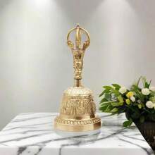 Campana de Meditacin Budista Tibetana Dorje Vajra, Campanas de Oracin Hechas a Mano, Latn para el Templo, Boda en Casa - dorado - Ver 2