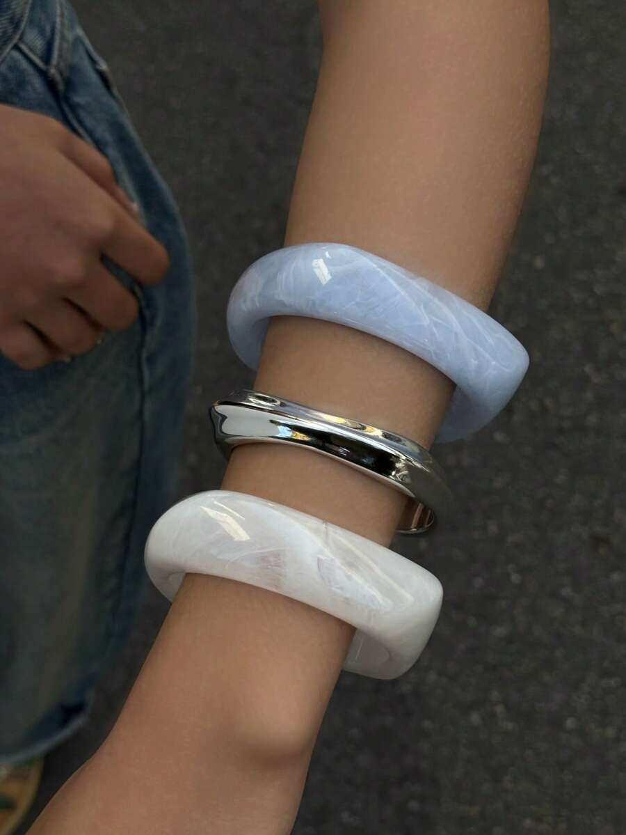 1PC European And American Style New Asymmetrical Acrylic Minimalist Exquisite Women's Luxury Niche Design High-End Exaggerated Fashion Boutique Bangle For Graduation Wedding Birthday Party Gathering Mother's Day Valentine's Day Christmas New Year Daily Wear - Bracelet - View 1