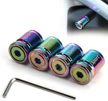 Owlbud Juego de 4 Tapones para Llantas Antirrobo Valvulas Llantas Universales Protección Ideal para Coche, Camioneta Motocicleta Bicicleta Cubre Válvulas de Aluminio De Color - negro - Ver 1