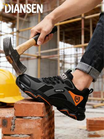 Dian Sen Christmas Gift Lightweight Steel Toe Safety Shoes, Men's Work & Sports Shoes, Easy To Wear Work Safety Boots, Breathable Sports Work Shoes, Men's Boots, Work Safety Shoes, Men's Safety Boots, Anti-Smash Work Shoes