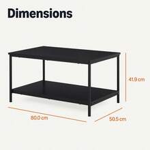 Basics Coffee Table Rectangular With Bottom Shelf Living Room Center Table Modern Style Black 50.5 X 80 X 42 Cm - Black - View 5