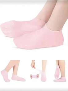 1 par de calcetines de silicona hidratantes y calmantes, calcetines de compresión de alta elasticidad, calcetines reutilizables de aloe vera, calcetines de spa nocturno, calcetines de gel antideslizante para el talón, unisex, adecuados para piel seca, pies secos y ásperos, cuidado de los pies en casa, se pueden usar con lociones y cremas favoritas, excelente regalo para el Día de la Madre - Multicolor - Ver 8