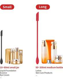 3pcs Silicone Facial Scraper Set - Cuttte 3pcs Mini Reusable Beauty Spatula, Thin Jar Scraper, Scrape Remaining Cosmetics, Black & Red, Skincare Lotion Spatula, Reusable Makeup Spatula Set - Multicolor - View 2