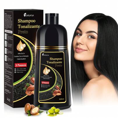  A tintura para cabelo KAISASA, de ação rápida, cobre 99,99% dos cabelos brancos, contém ginseng, gengibre e outros extratos, 3 em 1: shampoo, condicionador e tintura - adequada para todos os tipos de cabelo, homens, mulheres e adultos.