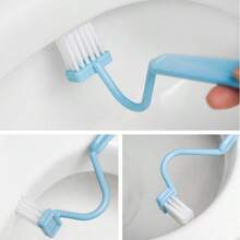 V-förmige Toilettenbürste, kompakt & tragbar, Kunststoffmaterial, gebogenes Design, geeignet für Badezimmer- & Toilettenreinigung, praktisch für gründliche Reinigung von Toilette und Ecken. Tolles Weihnachtsgeschenk, Badezimmerdekoration - Blau - Übersicht 2