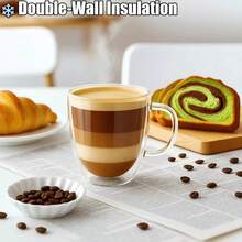 12.5oz Double Wall Glass Coffee Mug Set (2pcs) - Insulated Design, Ideal For Espresso, Latte, And Tea - Multicolor - View 2