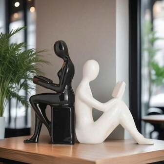 Un conjunto de sujetalibros creativos con personajes, figuras abstractas de personajes de lujo modernos para la sala de estar, oficina, gabinete de vino, decoraciones suaves con un sentido de jerarquía