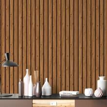 Adhesive Wallpaper With Rustic Wood Ribbed Pattern, Natural Oak, Medium Ribbed Design - Multicolored 4 - View 9
