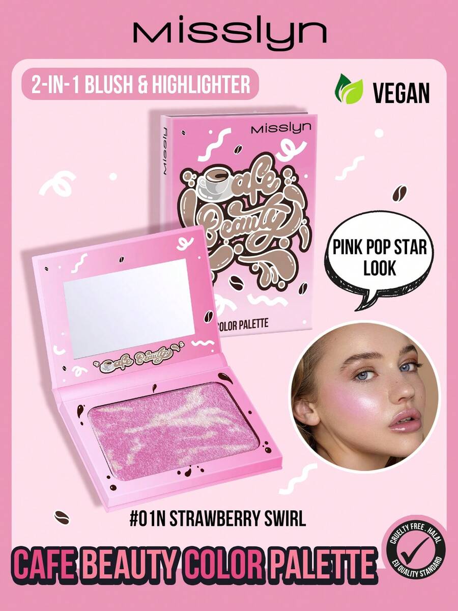 Misslyn Cafe Beauty Matte Blush Palette, With Mirror, 4 Color Options, Natural Makeup Effect, High Color Payoff, Easy To Blend, Range From Sheer To Intense, Powder-Free, Long-Lasting, Just A Sweep Creates Vibrant Natural Makeup Look. - #MỚI 1 - Xem 1
