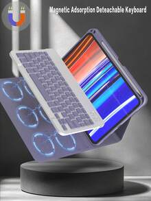 适用于 iPad 第十代的旋转键盘保护套,采用 PU 皮革材质,适配 iPad 10.2 英寸、9/8/7 英寸、Air 3/10.5 英寸、Pro 11 英寸(2018/2020/2021/2022 年款),配备亚克力背板和 Apple Pencil 插槽,适用于 iPad (A16) 11 英寸第十一代(2025 年款),三档角度可调,也适用于 iPad Air 4/5/11 英寸 (M2) 2024 年款/(M3) 2025 年款,内置 150mAh 电池,浅紫色 - 淺灰紫 - 查看 6