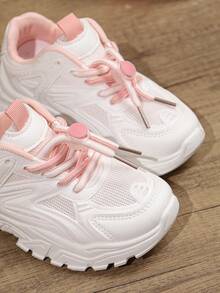 Modische weiße Kindersneaker, unisex weiße Sportschuhe geeignet für Schule, Schüleraufführungen, Laufen und Sport, ganzjährig - Pink - Übersicht 9