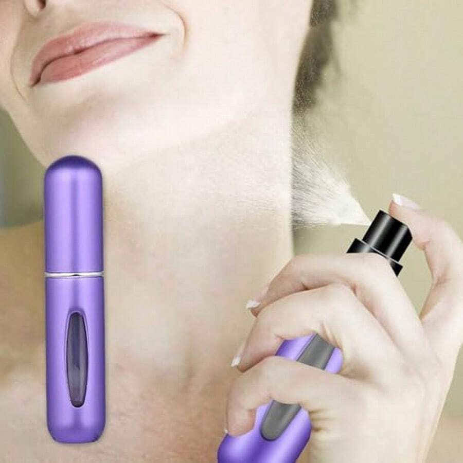 1pc Portable Mini Perfume Atomizer Spray Bottle Set – Refillable Travel Size Fragrance Dispenser For On-The-Go Touch-Ups – Ideal For Carrying Your Favorite Scents In Purses, Pockets, Gym Bags, And During Travel Or Shopping Trips – Leakproof, Easy To Fill, And Perfect For Parties & Everyday Use Back To School Perfume Bottle - Màu tím - Xem 1