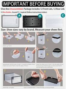 12 Pack Large Shoe Storage Organizer For Closet, Modular Space Saving Shoe Boxes Clear Plastic Stackable Containers Display Case Bins With Lids, Shoe Rack For Sneaker Storage, White - Trắng lớn - Xem 2