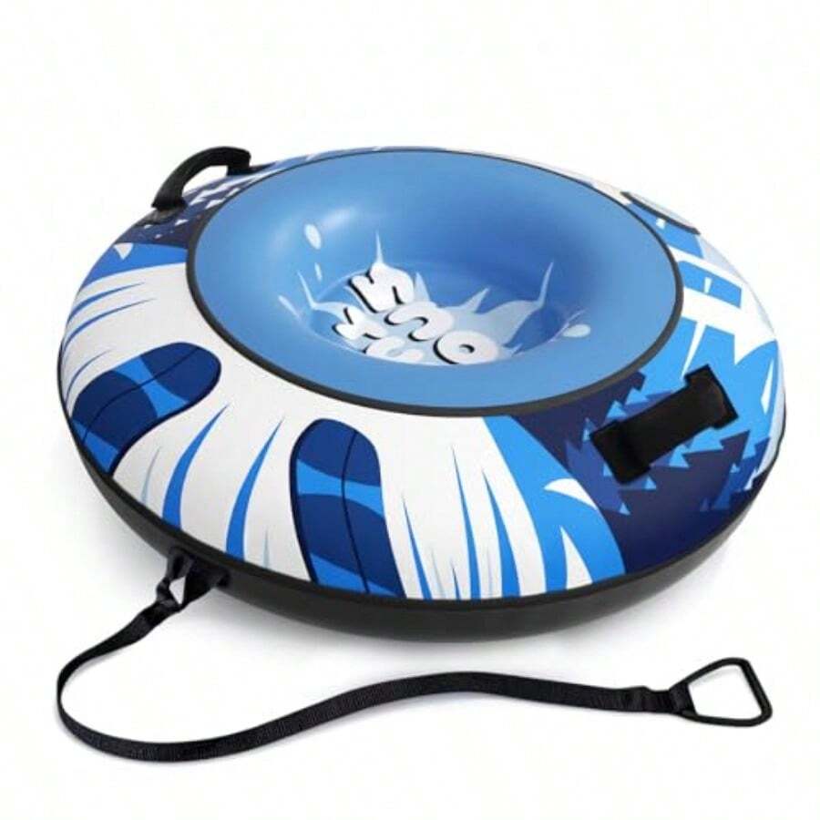 JIEXHeavy-Duty Snow Tube 47 Snow Sled With Premium Canvas Cover For Adults Towable Inflatable Sledding Tube With Thickened Bottom Winter Outdoor Fun CHEN - Multicolored - View 1