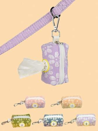 1pc Pet Poop Bag Holder Spring&Summer Flowers Bloom Dog Poop Bag Holder Cute Puppy Convenient Out Walking Accessories Not Include Leash And Waste Bag