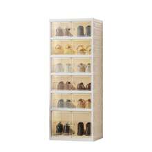 Huisuilinss Foldable Shoe Rack Organizer,Stackable Shoe Cabinet With Clear Doors,Collapsible Shoe Cabinet,Large Plastic Sneaker Cabinet For Hallway Entryway Living Room Closet,Easy Assembly No Tools - 6 capas - Ver 1