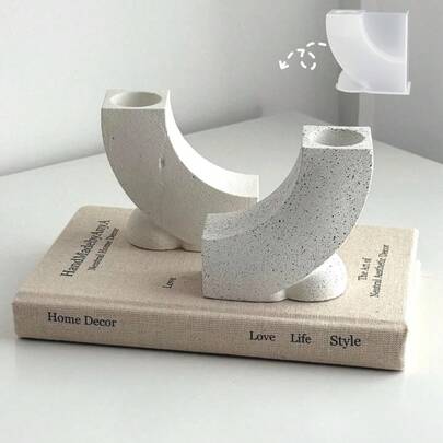 DIY树脂模具极简L型烛台，水泥、石膏、环氧树脂装饰蜡烛底座硅胶模具