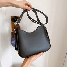1 Black PU Shoulder Bag, Fashionable And Simple, Suitable For Women's Daily Outings