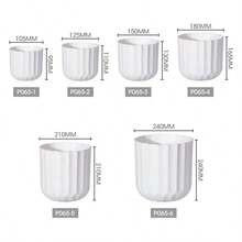 Stripe Planter Pot - Nordic Style Plant Pot For Outdoor Garden, Succulents, Water & Soil Plants, Multi-Size Flower Pot, Plastic, Modern Home Decor Vase - White - View 4