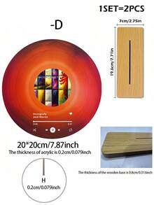 1pc Custom Vinyl Records With Wooden Base Personalized Acrylic Song Plaque Custom Nameplate Records Scannable Music Plaque Art Decor Gift - Multicolor - View 19