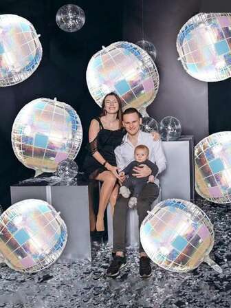 2/3/4 piezas Globos de aluminio con bola de discoteca arcoíris, globos láser plateados, azules y rosas 4D de 22 pulgadas para fiesta de discoteca, decoraciones de fiesta de cumpleaños de moda, decoraciones de fiesta de los años 70-80, tema de discoteca, Navidad, Día de la Madre, Graduación