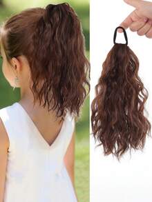 Children's Synthetic Ponytail Wig, Long Wavy Ponytail, With High-Elasticity Rubber Band, Heat Resistant, Suitable For Everyday Wear. - Multicolor - View 11