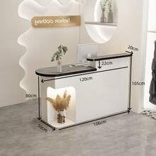 Mueble De Recepción Oficina Moderno Minimalista Con 2 Cajone - Blanco - Ver 3