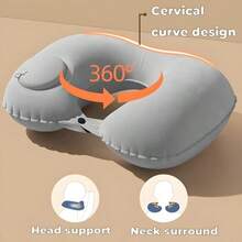Inflatable U-Shaped Neck Pillow, Portable Airplane Travel Neck Support Pillow, Camping Equipment, Camping Essentials - Multicolor - View 5