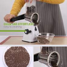 3-In-1 Rotary Food Slicer Chopper Cheese Grater Fruit Vegetable Shredder Cutter - White - View 7