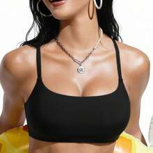 Gym Top Double Band With Removable Pad Thin Strap Zero Transparency Fashion Colors - màu đen - Xem 1
