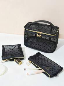 迷你毛绒心形网眼米色零钱包，口红收纳袋，粉色家居卧室书桌装饰旅行用品，婚礼家居装饰，生日，蘑菇新年配饰礼品