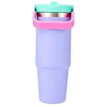 SNOOPY Miniso  Vintage Insulated Steel Cup 880mL - Portable Handle Double-Layer Tumbler With Straw For School&Office - Mauve Purple - View 6