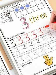 1本1-30数字练习册，书写练习，可重复使用的手写练习本，魔法练习册套装，学生文具，学校用品，奇幻书籍，返校圣诞礼物，适合作为学习奖励、节日礼物或生日礼物，文具用品 - 彩色 - 查看 3