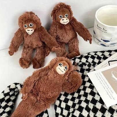 1pc Plush Gorilla Keychain - Soft Stuffed Animal Doll With Realistic Gorilla Face, Movie Theme Collectible Gift, Suitable For Hanging On Bags, Backpacks, Car Keys, Perfect Travel Souvenir Gift, Also Can Be Used As Home Decor