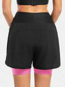 Qualicos Women's Cycling Shorts Skirt, Quick-Dry Breathable 2-In-1 Tight Shorts (With Gel Pad), High Waist Mountain Bike Sports Shorts Skirt - Watermelon Pink - View 5