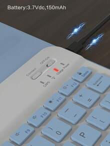 Rotating Keyboard Protective Case Compatible With Ipad 10th Gen, PU Leather Material, Fits IPad 10.2", 9/8/7, Air3/10.5", Pro11" (2018/2020/2021/2022), With Acrylic Backplate And Pencil Slot, Suitable For IPad (A16) 11" 11th Gen (2025), 3-Angle Adjustable, Fits IPad Air4/5/11" (M2) 2024/(M3) 2025, Built-In 150mAh Battery, Light Blue - Baby Blue - View 8