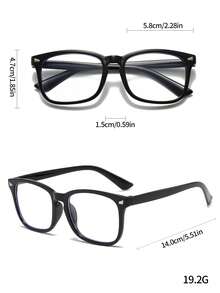 1pc Fashionable Unisex Square Frame Versatile Cute Eyeglasses - Black - View 4