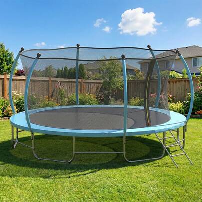  Advwin 6FT Trampoline Outdoor For Kids, Recreational Trampoline For Children Birthday Gifts W/Enclosure Net, Ladder, Max Limit 100 Kg