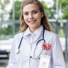 1pc Valentine's Day Gift Heart Shaped Retractable Badge Reel, Nurse/Doctor ID Card Holder - Multicolor - View 5