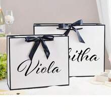 Personalized Bridesmaid Name Gift Bags, Elegant Ribbon Tie Gift Bags, Christmas Gift Bags, Best Wedding Party Gift Bags, Bridal Shower Gift Bags - Multicolor - View 8